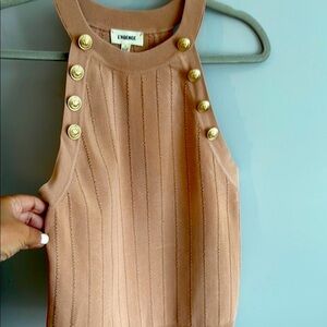 L'AGENCE Blush Sleeveless Top with Gold Accents
